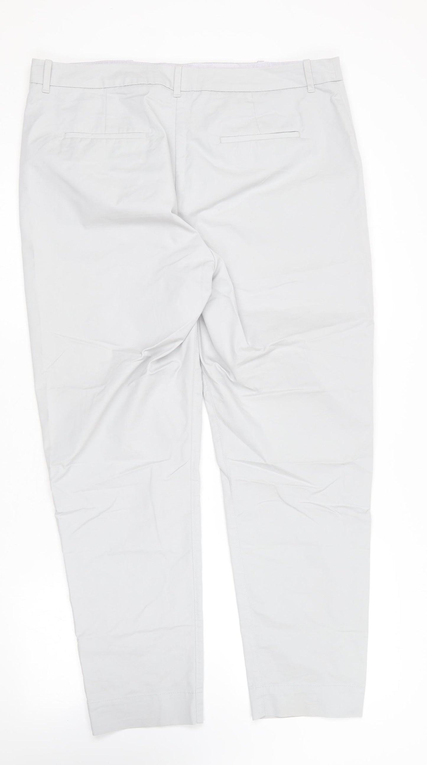 Marks and Spencer Womens Grey  Cotton Chino Trousers Size 16 L28 in Regular