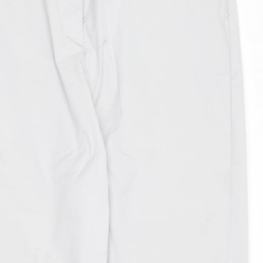 Marks and Spencer Womens Grey  Cotton Chino Trousers Size 16 L28 in Regular