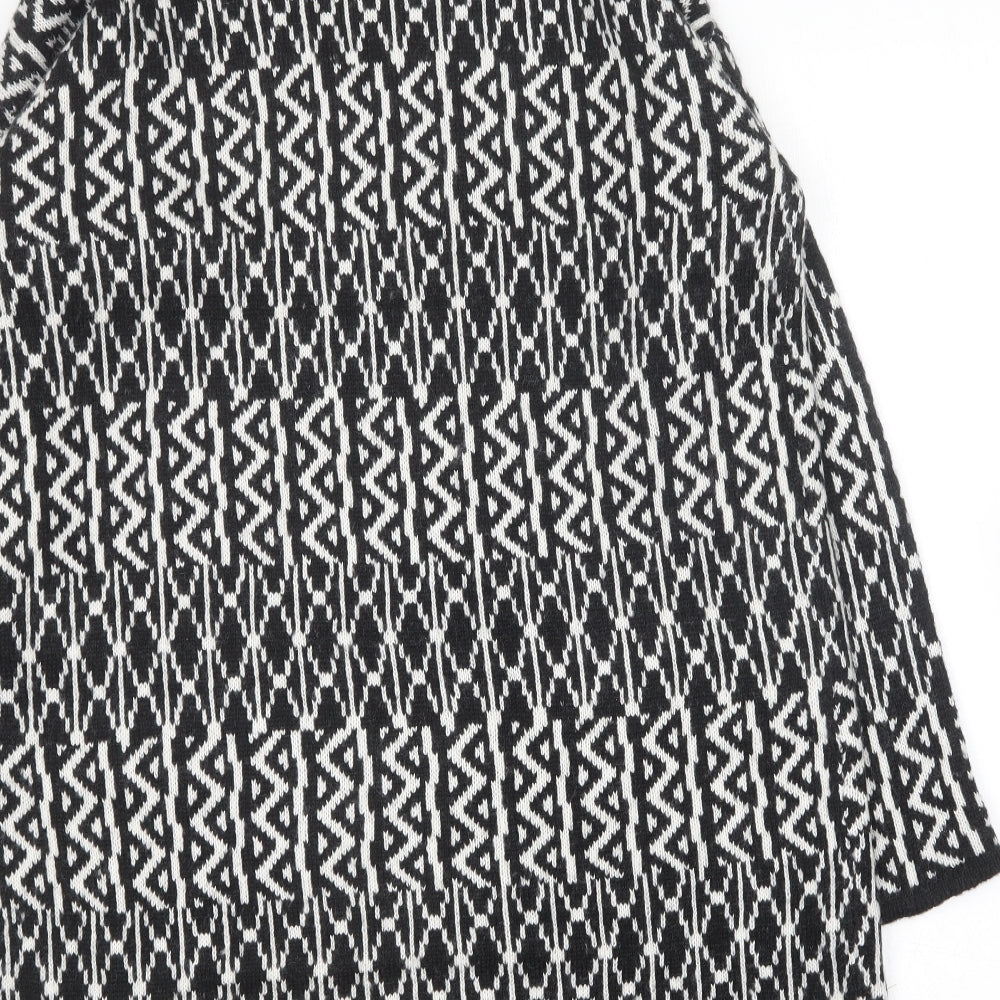 Love Knitwear  Womens Black V-Neck Geometric Acrylic Cardigan Jumper Size M
