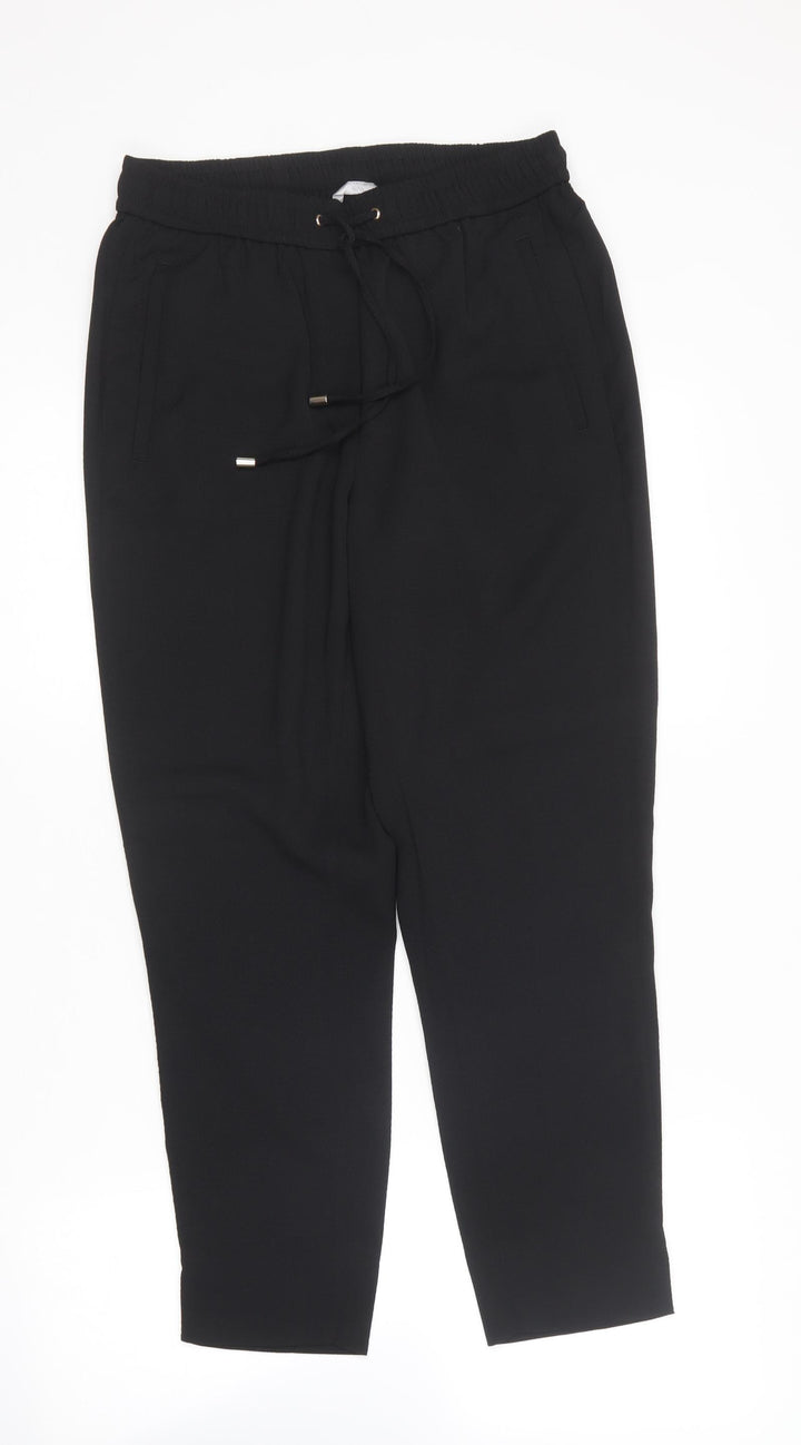 H&M Womens Black  Polyester Trousers  Size 8 L26 in Regular