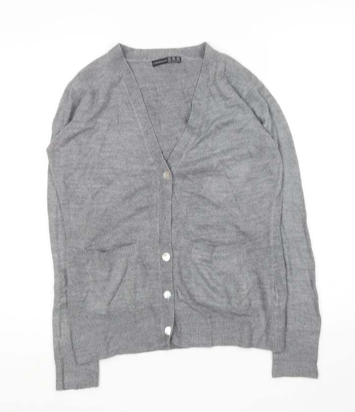 Atmosphere Womens Grey V-Neck  Acrylic Cardigan Jumper Size 10