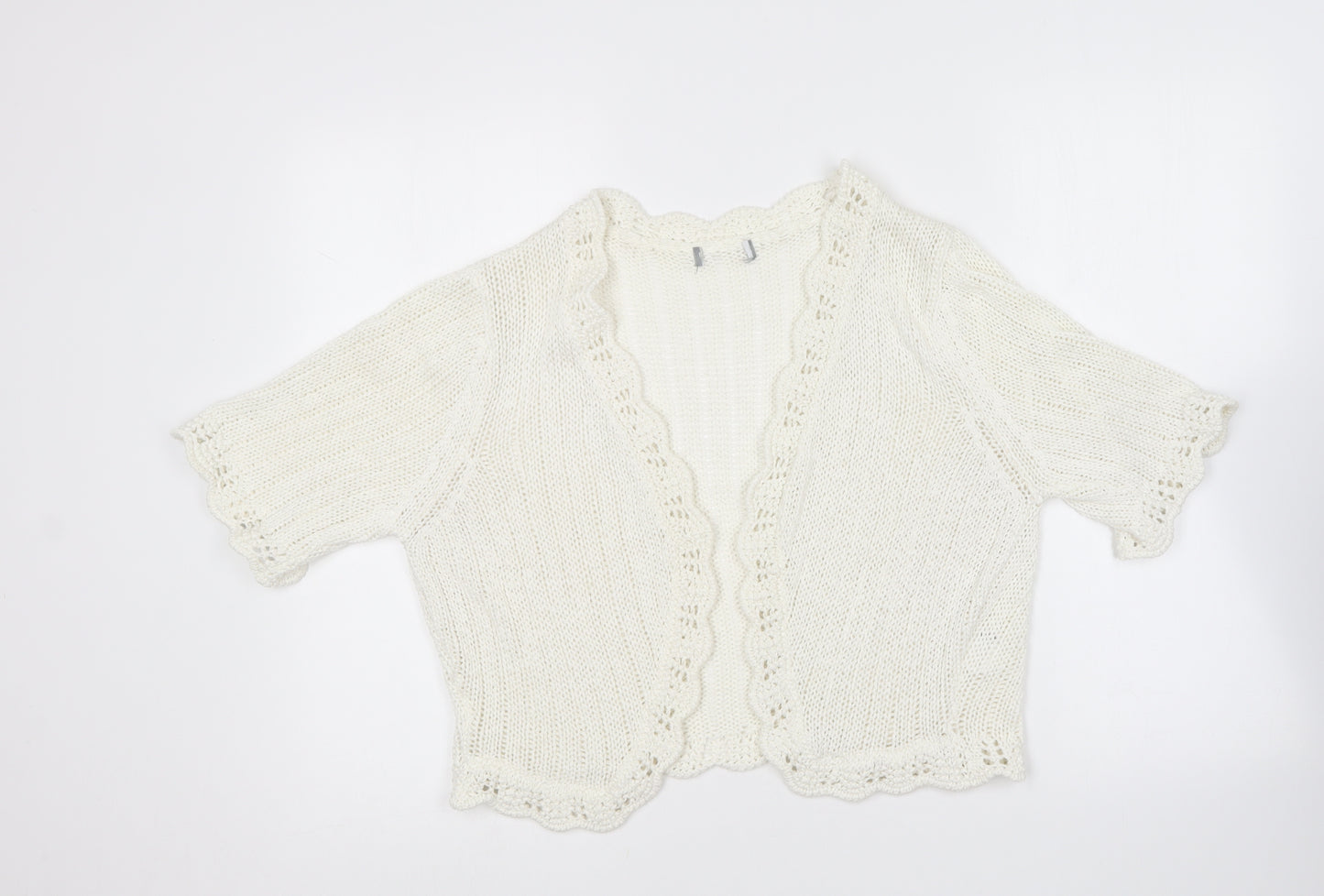 Per Una Womens White V-Neck  Acrylic Cardigan Jumper Size XL