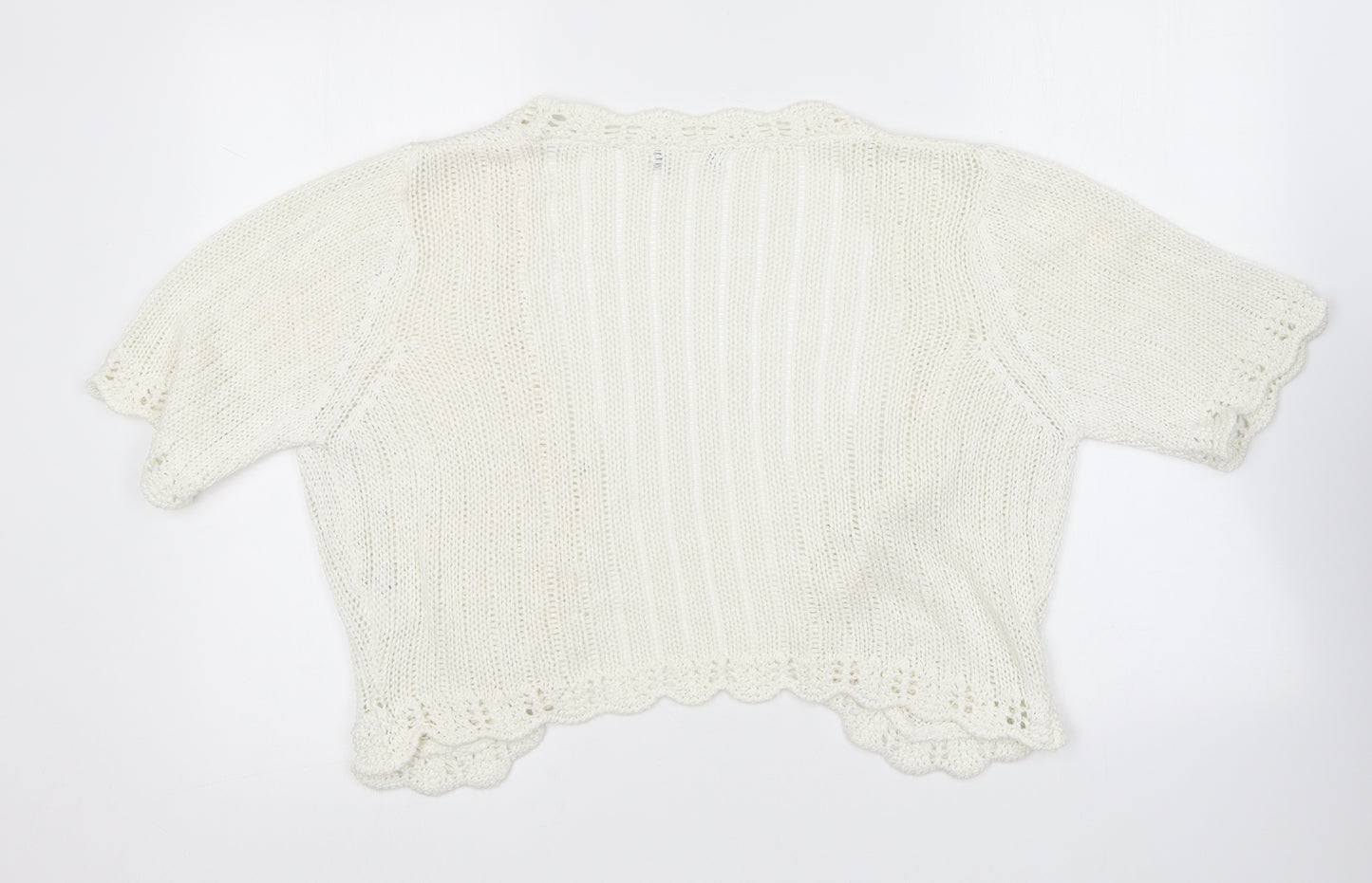 Per Una Womens White V-Neck  Acrylic Cardigan Jumper Size XL