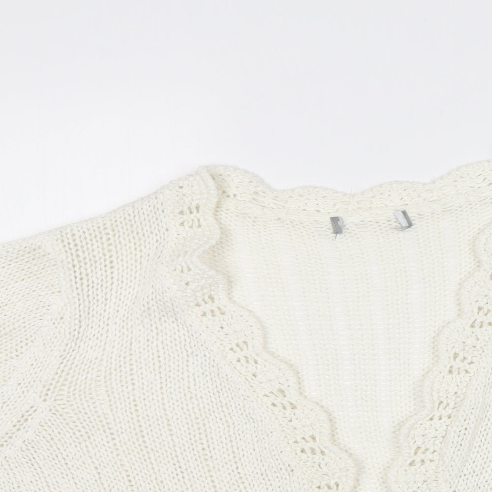Per Una Womens White V-Neck  Acrylic Cardigan Jumper Size XL