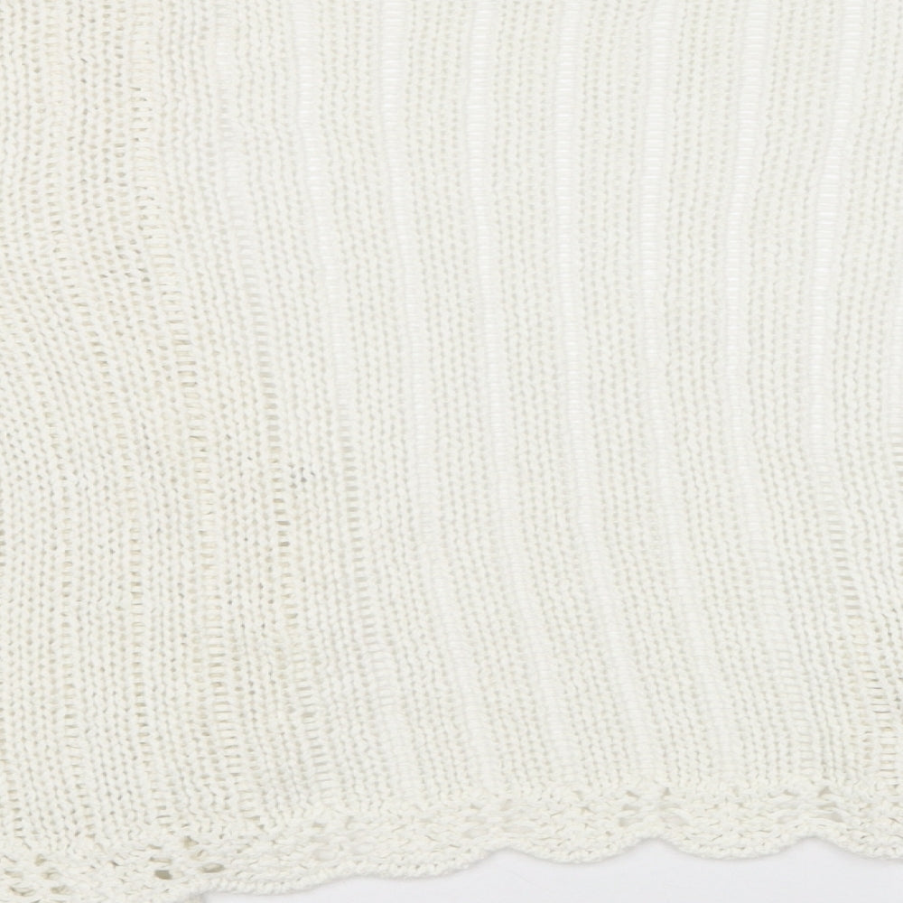 Per Una Womens White V-Neck  Acrylic Cardigan Jumper Size XL