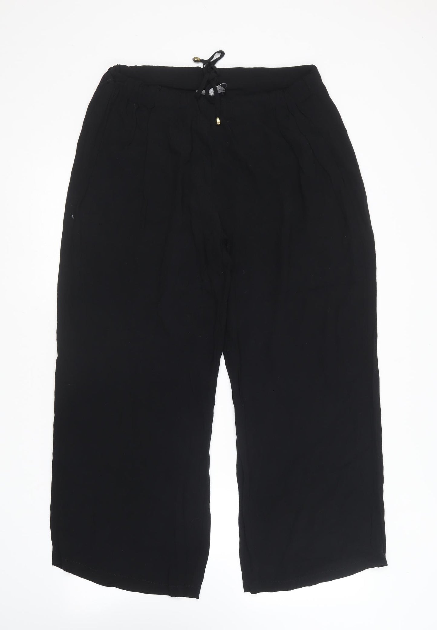Marks and Spencer Womens Black  Viscose Trousers  Size 14 L26 in Regular
