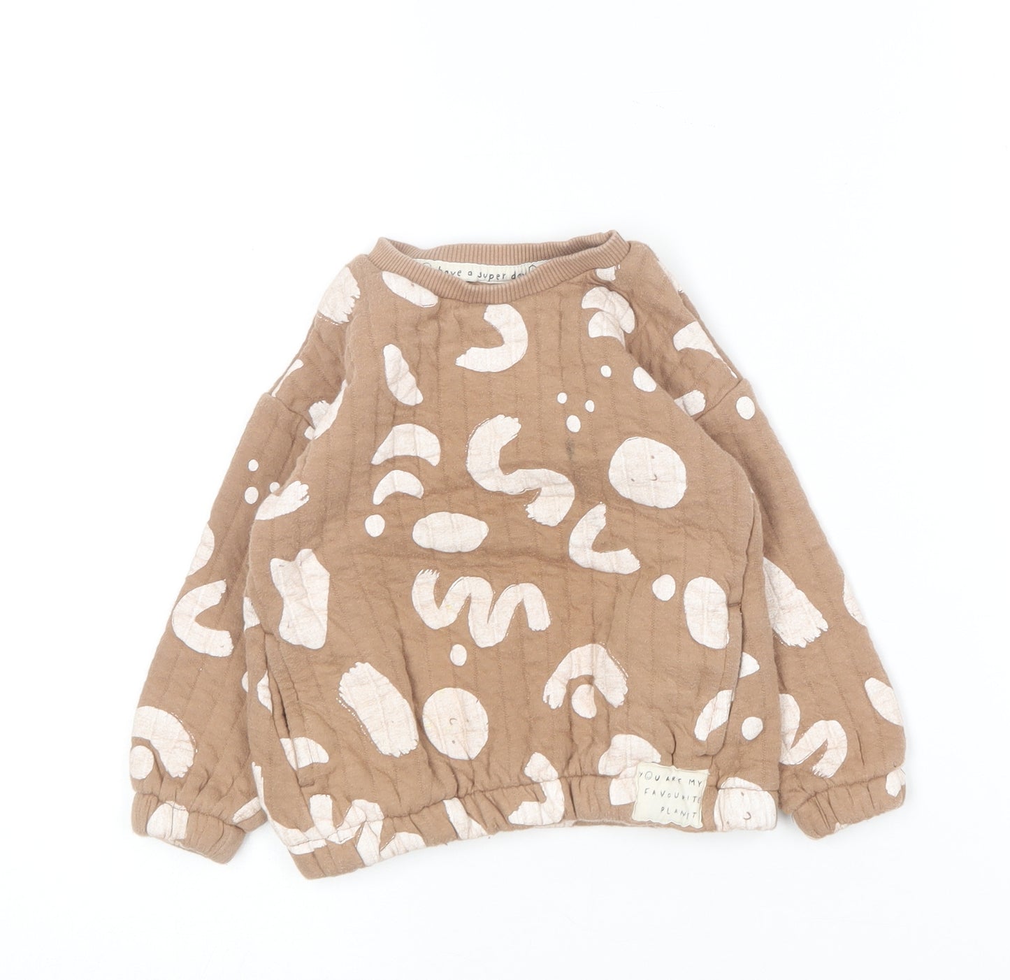 George Boys Brown Round Neck  Cotton Pullover Jumper Size 2-3 Years