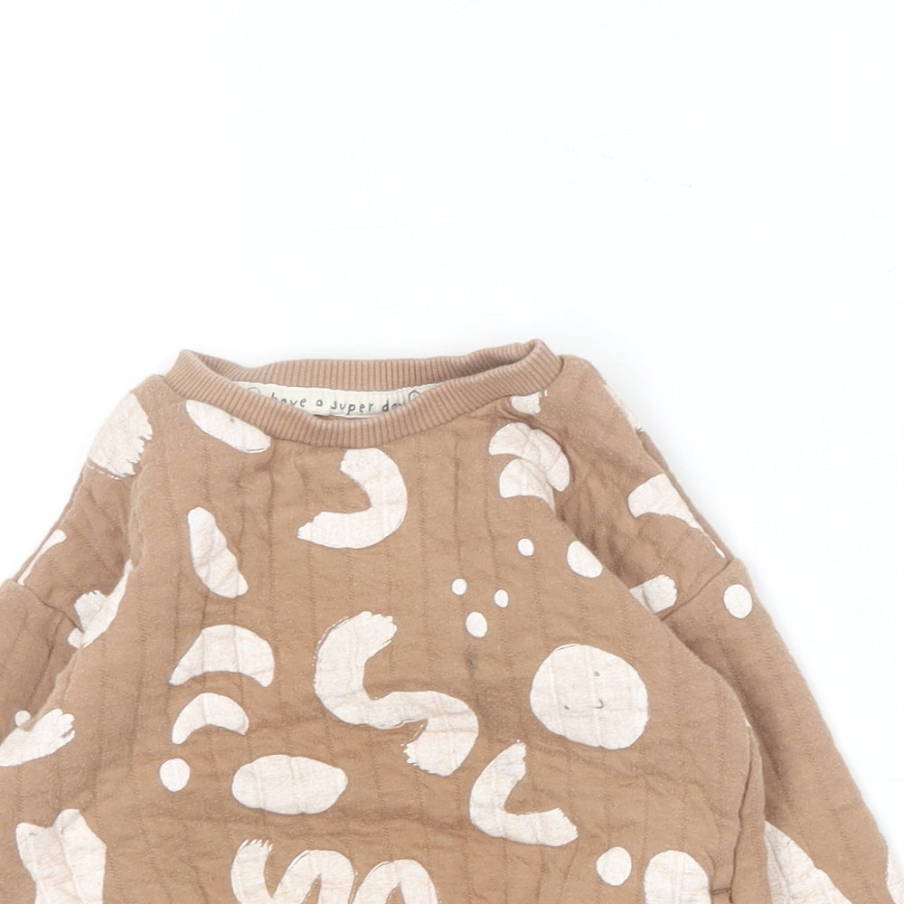 George Boys Brown Round Neck  Cotton Pullover Jumper Size 2-3 Years