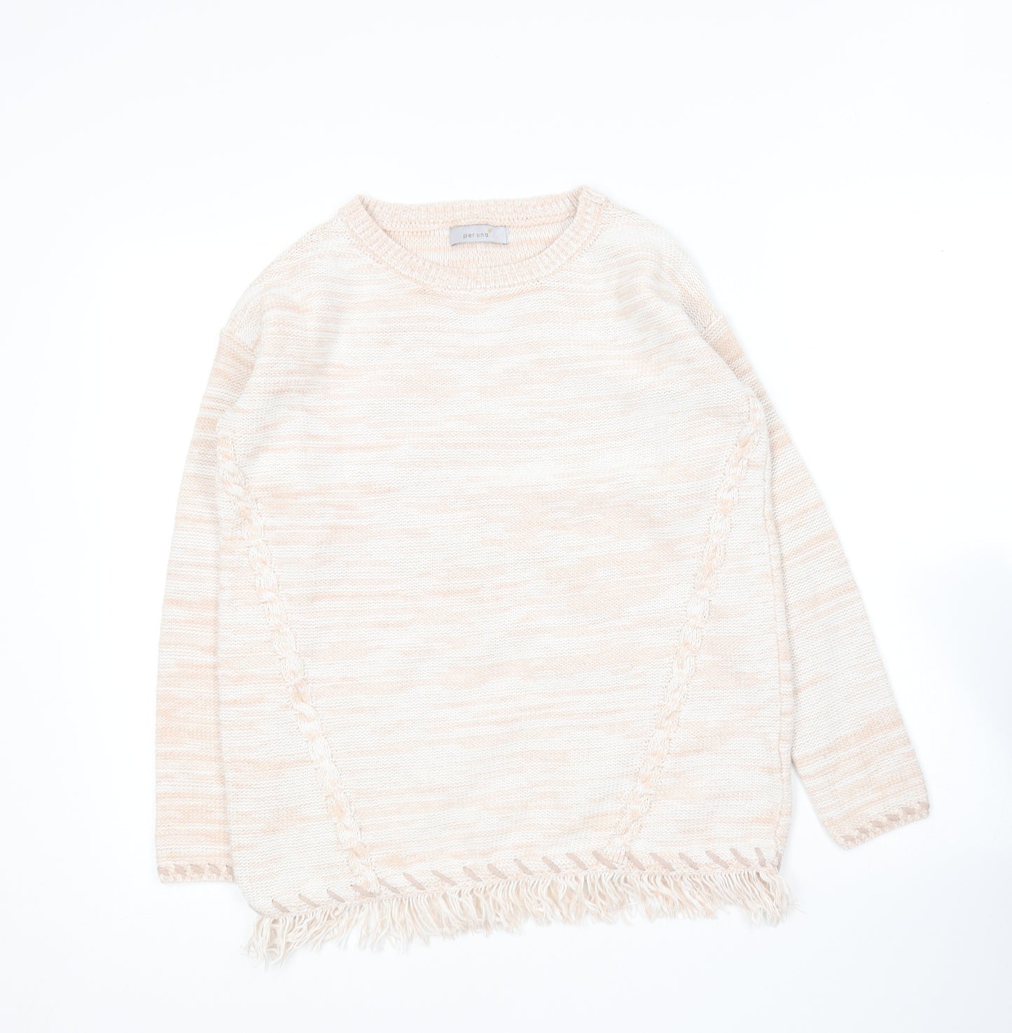 Per Una  Womens Pink Round Neck  Cotton Pullover Jumper Size 8