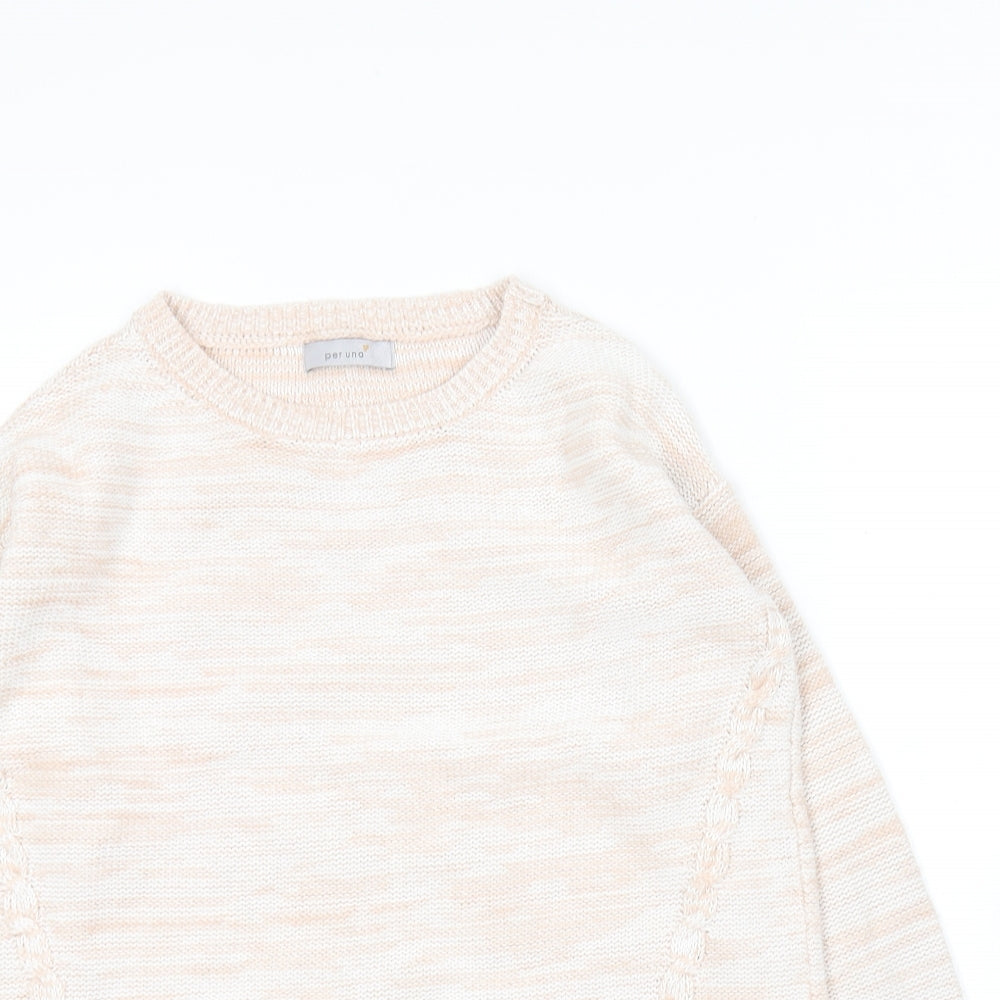 Per Una  Womens Pink Round Neck  Cotton Pullover Jumper Size 8