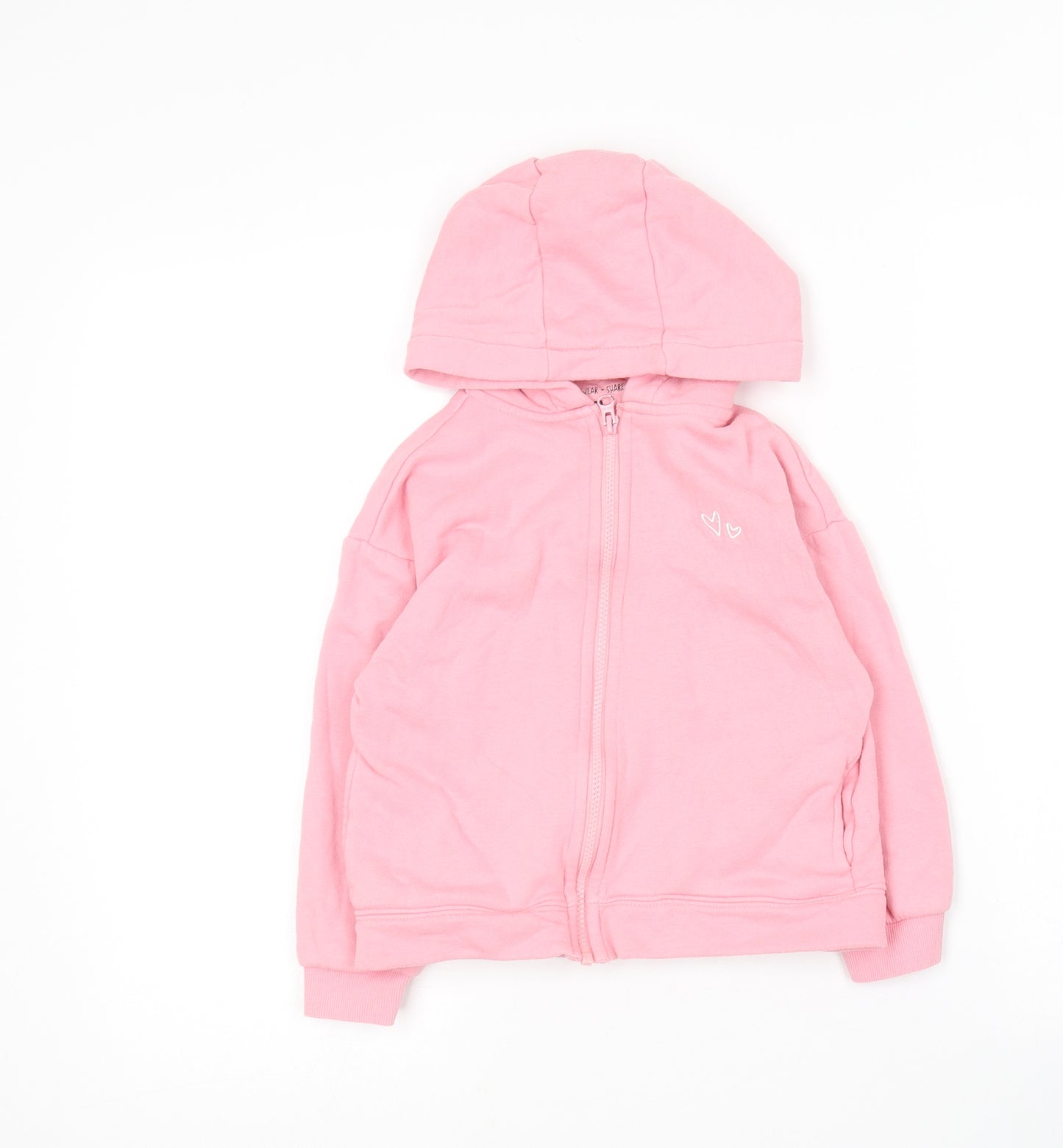 F&F Girls Pink  Cotton Full Zip Hoodie Size 3-4 Years