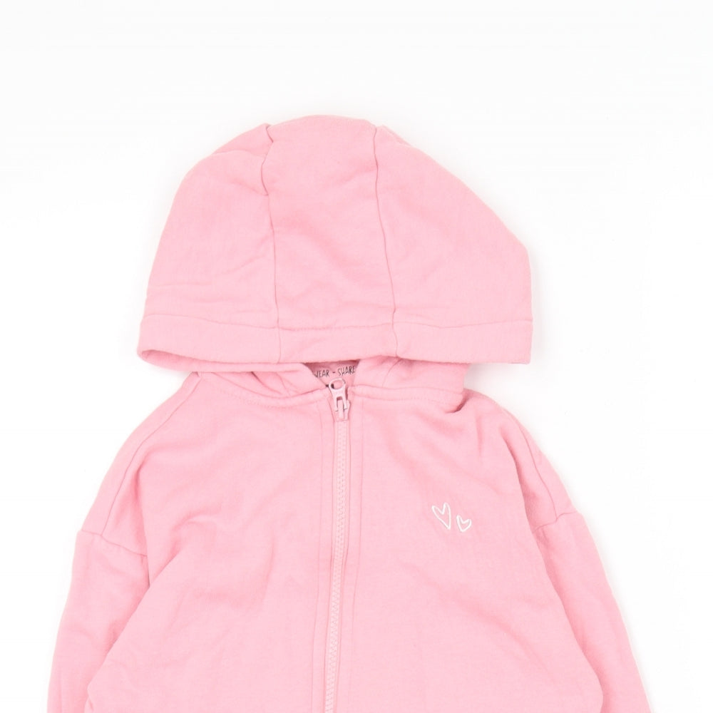 F&F Girls Pink  Cotton Full Zip Hoodie Size 3-4 Years