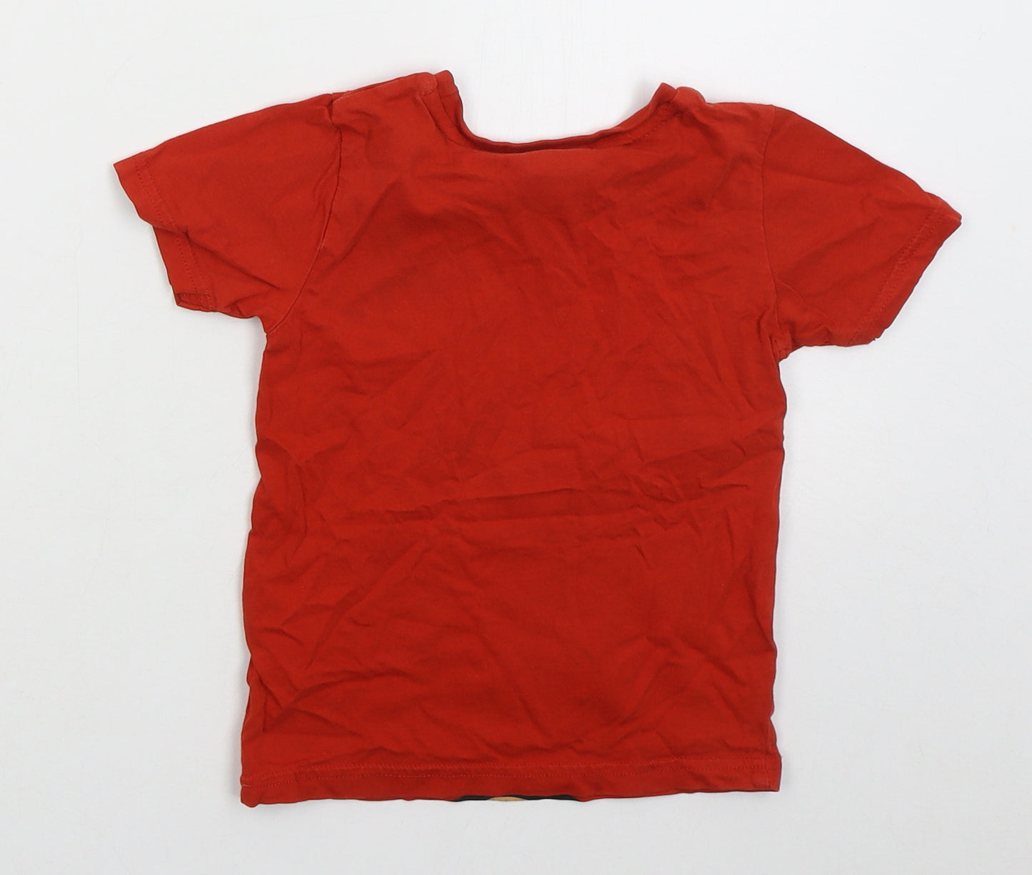 George Boys Red  Cotton Basic T-Shirt Size 3-4 Years Crew Neck Pullover - It's a Bing Thing