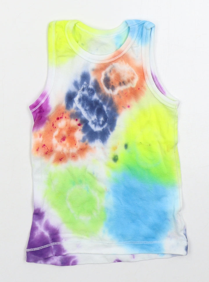 Mothercare Boys Multicoloured Cotton Basic Tank Size 2-3 Years Crew Neck Pullover - Tie Dye