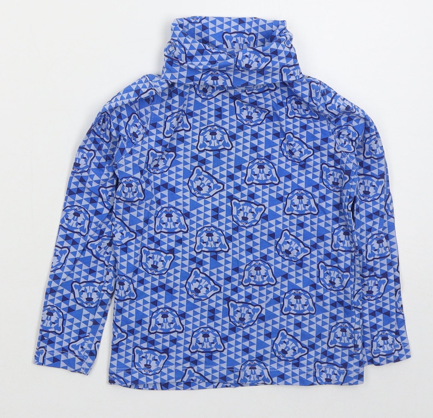 Lupilu Boys Blue Geometric Cotton Basic T-Shirt Size 2-3 Years Roll Neck Pullover - Bears