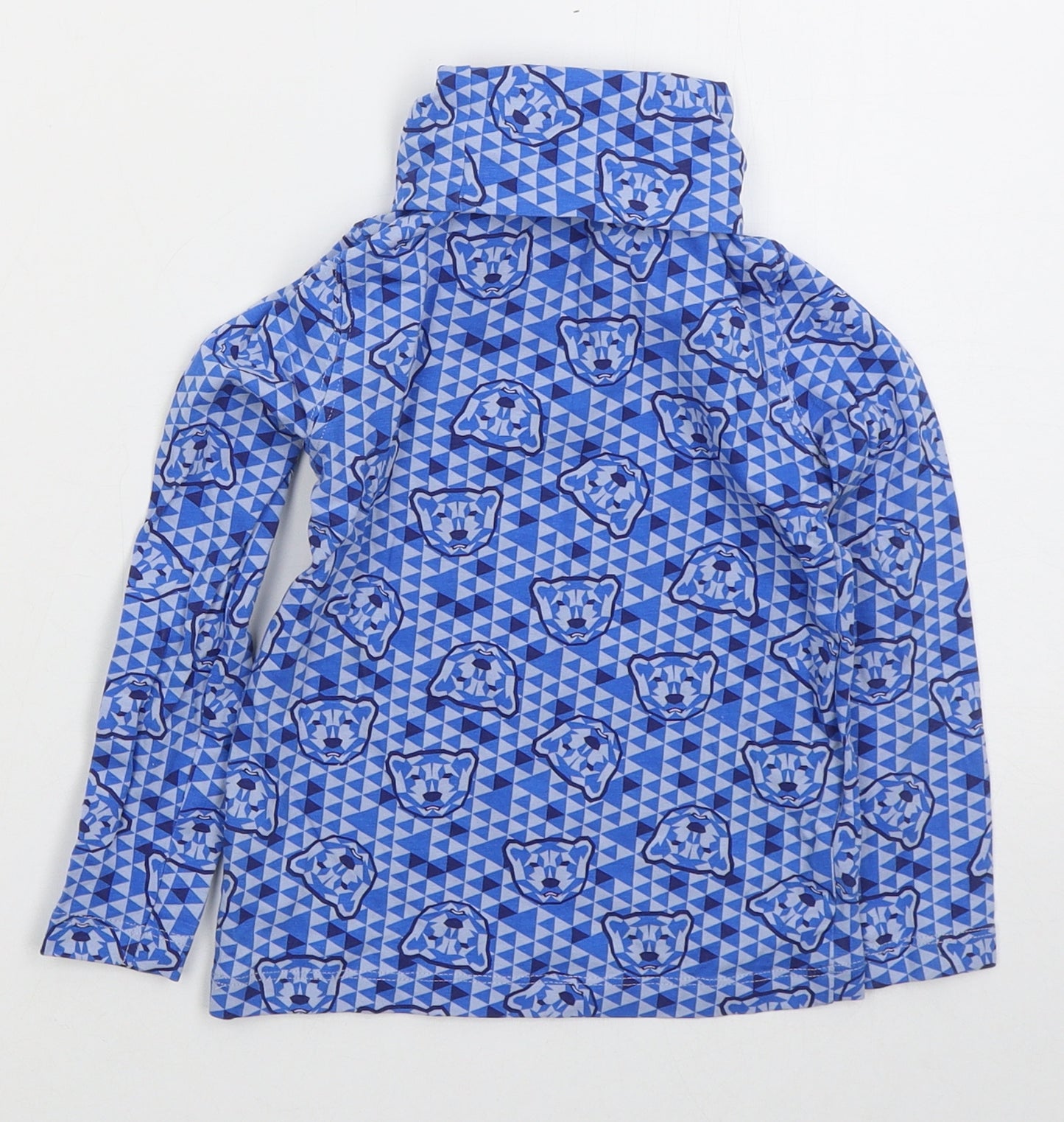Lupilu Boys Blue Geometric Cotton Basic T-Shirt Size 2-3 Years Roll Neck Pullover - Bears