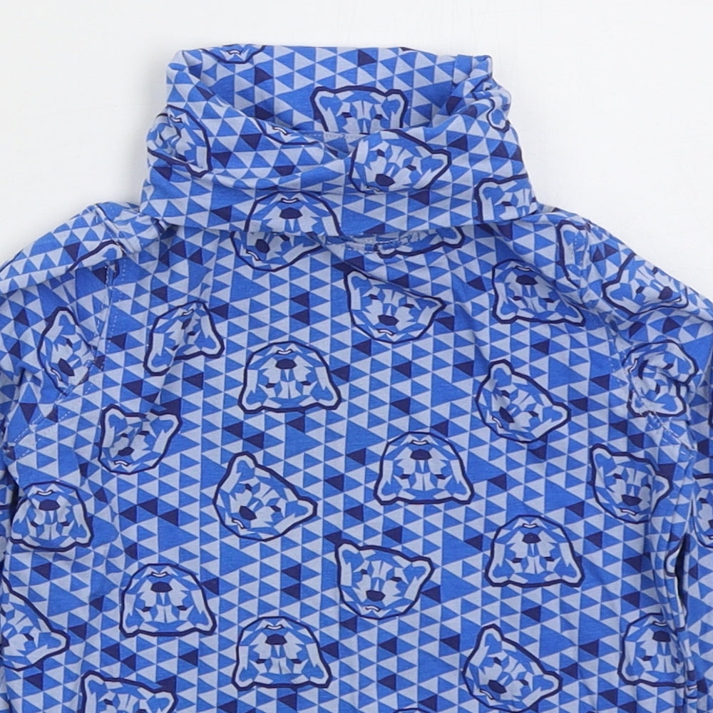 Lupilu Boys Blue Geometric Cotton Basic T-Shirt Size 2-3 Years Roll Neck Pullover - Bears