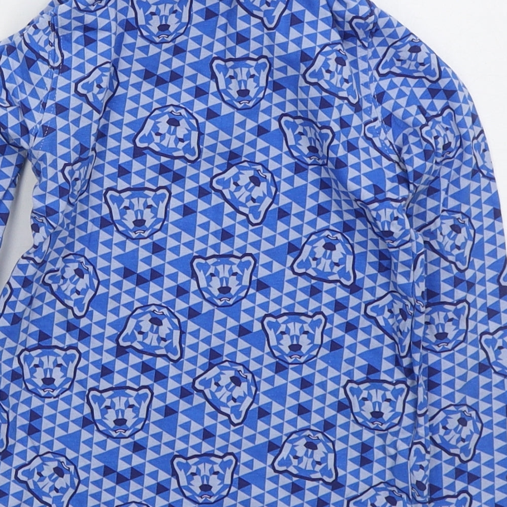 Lupilu Boys Blue Geometric Cotton Basic T-Shirt Size 2-3 Years Roll Neck Pullover - Bears