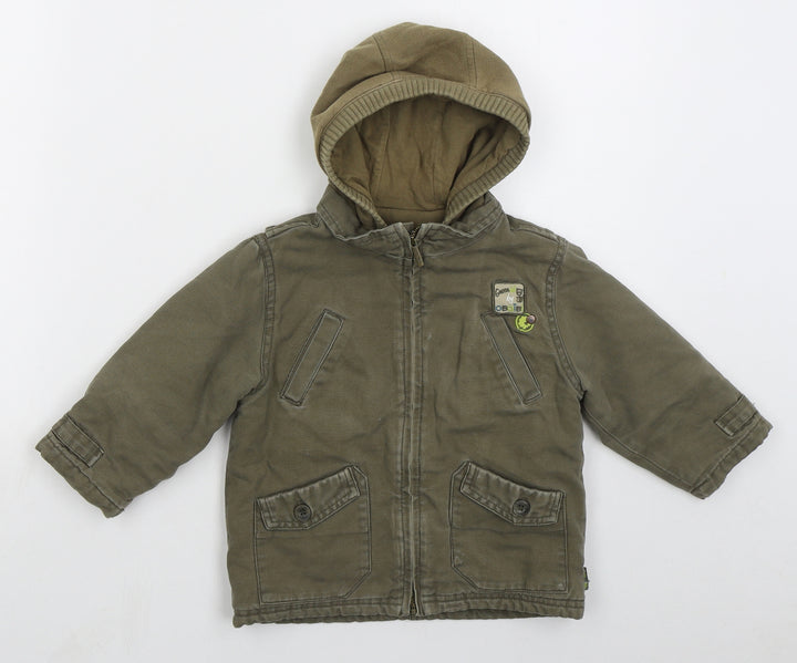 Obaibi Boys Green Basic Coat Coat Size 18 Months Zip