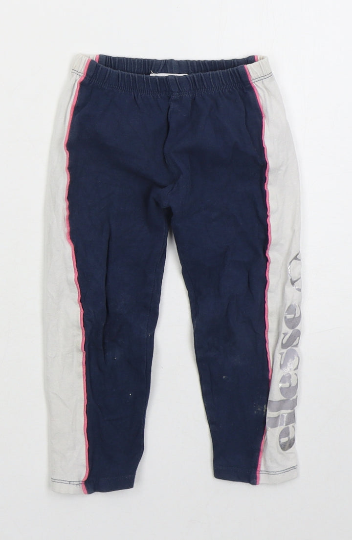 ellesse Girls Blue Cotton Carrot Trousers Size 2-3 Years Regular