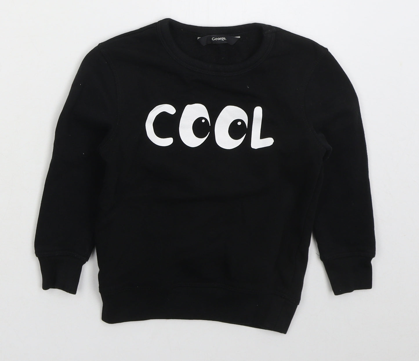 George Boys Black  Cotton Basic T-Shirt Size 18-24 Months Crew Neck Pullover - Cool