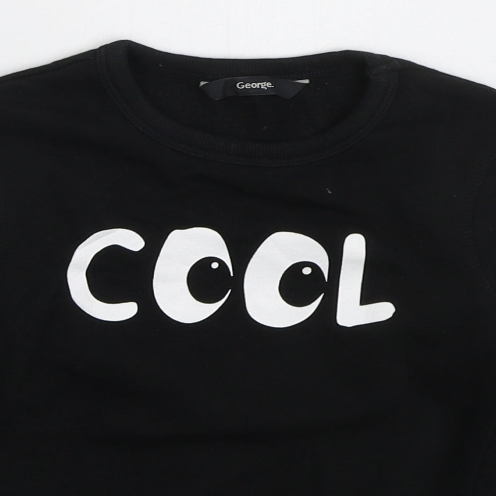 George Boys Black  Cotton Basic T-Shirt Size 18-24 Months Crew Neck Pullover - Cool