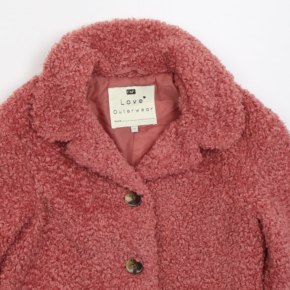F&F Girls Pink   Pea Coat Coat Size 6-7 Years  Button