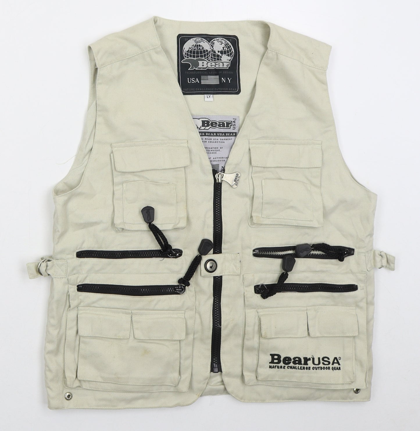Bear Boys Beige   Gilet Jacket Size L  Zip
