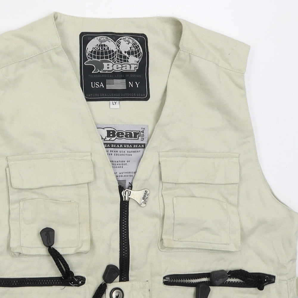 Bear Boys Beige   Gilet Jacket Size L  Zip