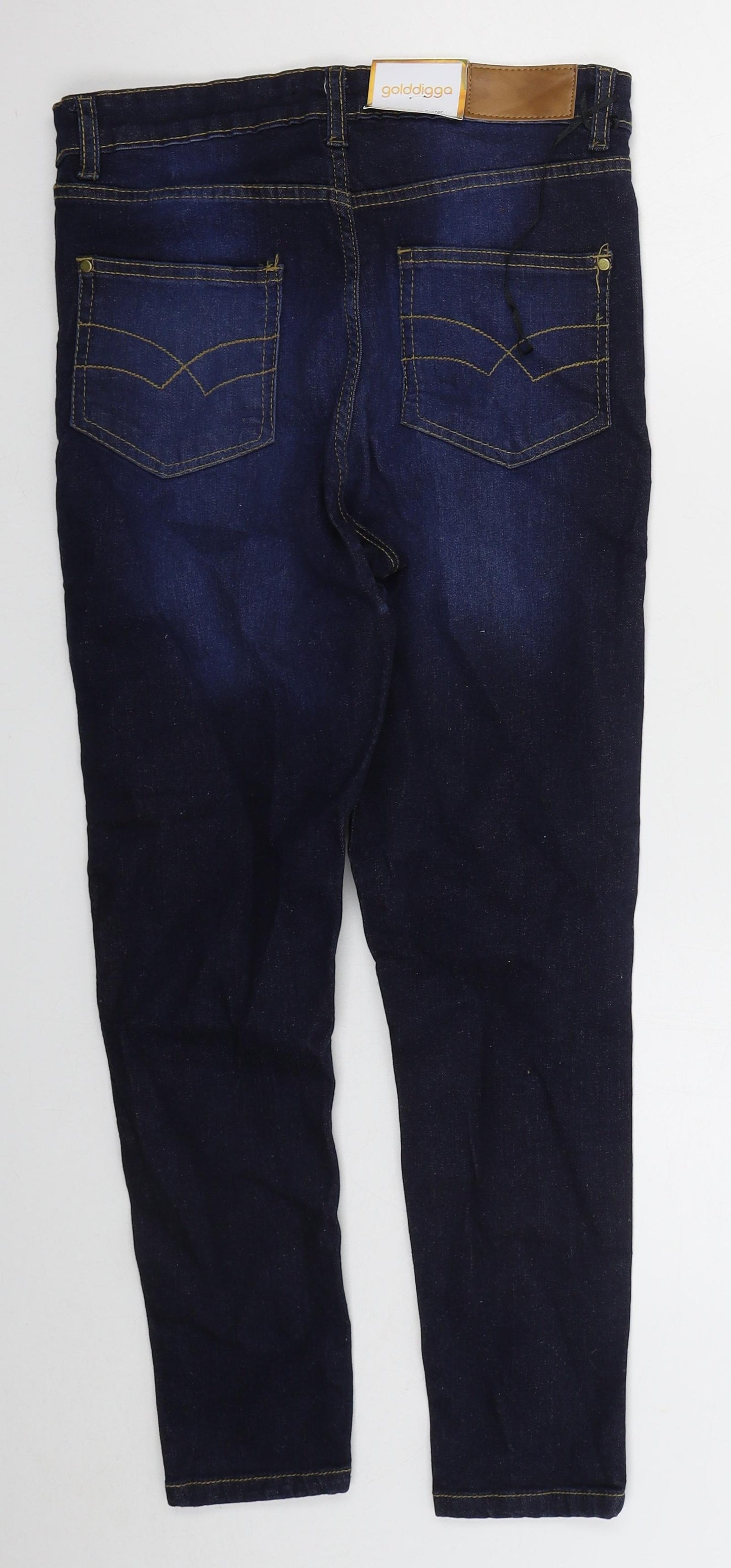 Goldigga Womens Blue  Cotton Skinny Jeans Size 12 L24 in Regular Button