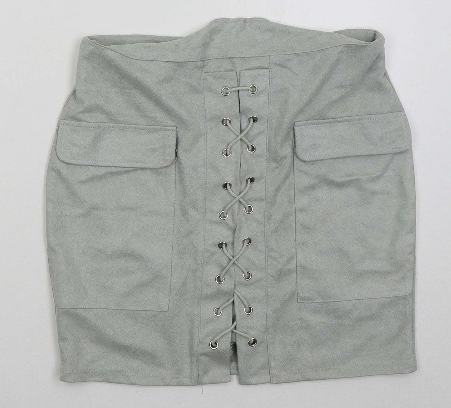 BKMGC Womens Grey  Polyester Mini Skirt Size M   Zip