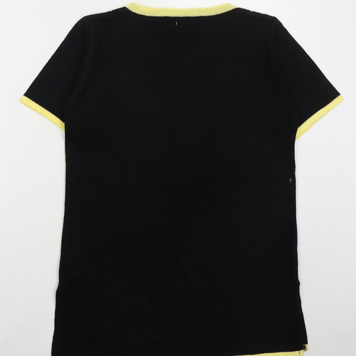Afibel Womens Black Crew Neck Striped Acrylic Pullover Jumper Size 10   - Yellow