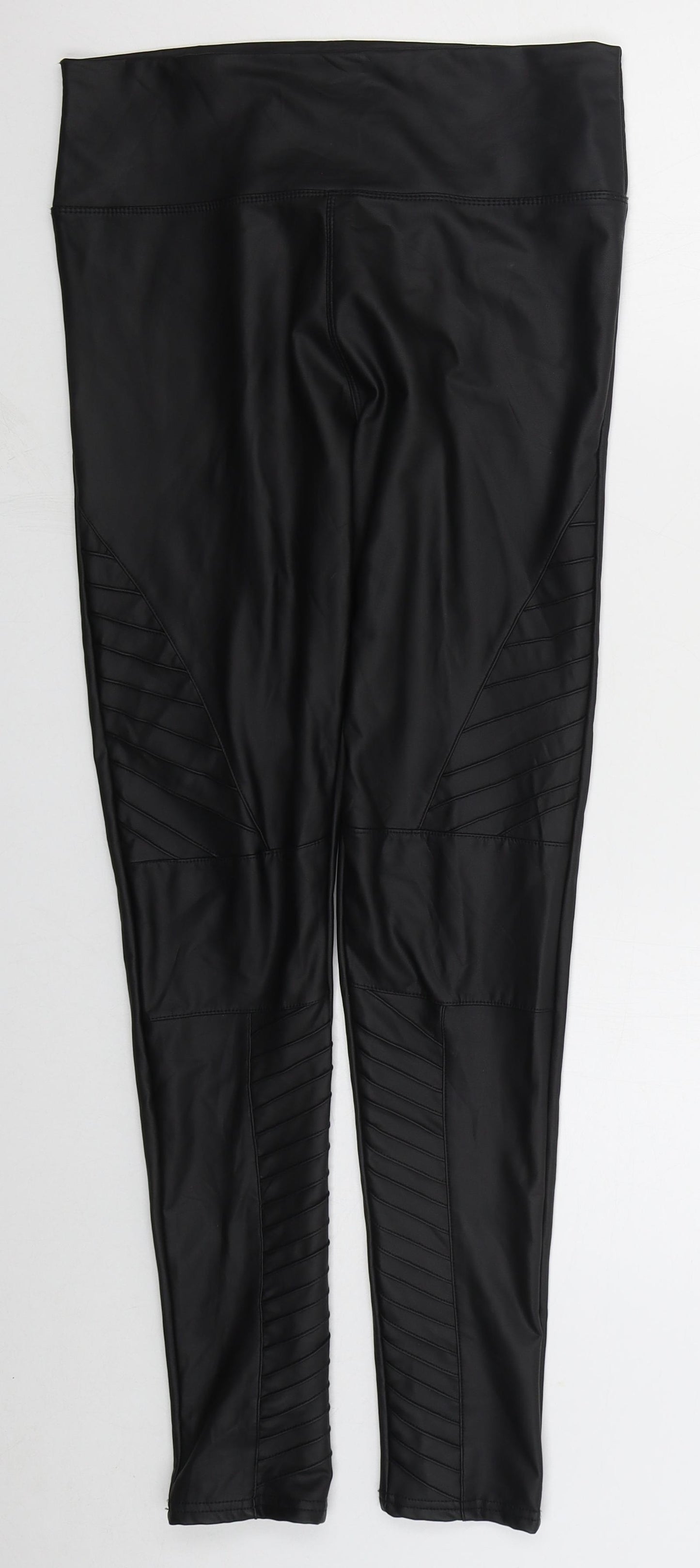 Yu & Me Womens Black  Polyurethane Carrot Leggings Size M L28 in