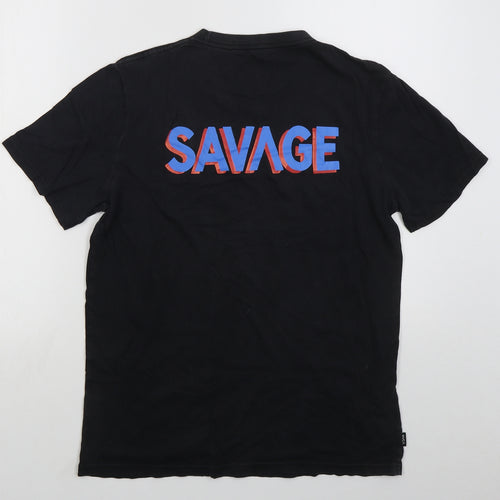 RVCV Mens Black  Cotton  T-Shirt Size S Crew Neck  - Savage