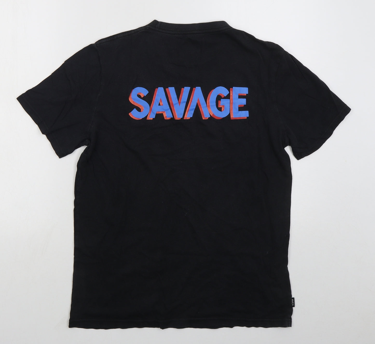 RVCV Mens Black  Cotton  T-Shirt Size S Crew Neck  - Savage