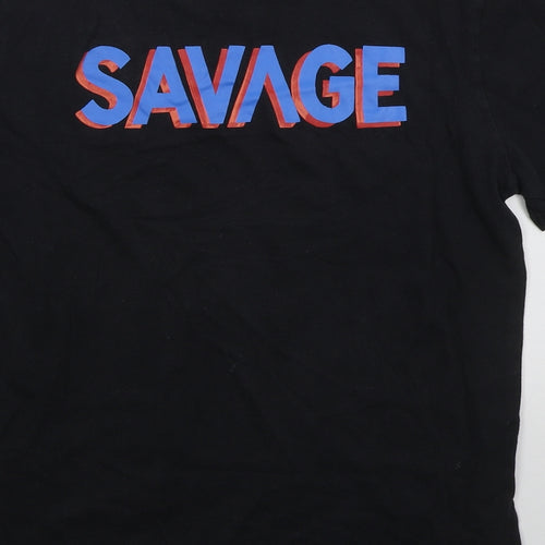 RVCV Mens Black  Cotton  T-Shirt Size S Crew Neck  - Savage