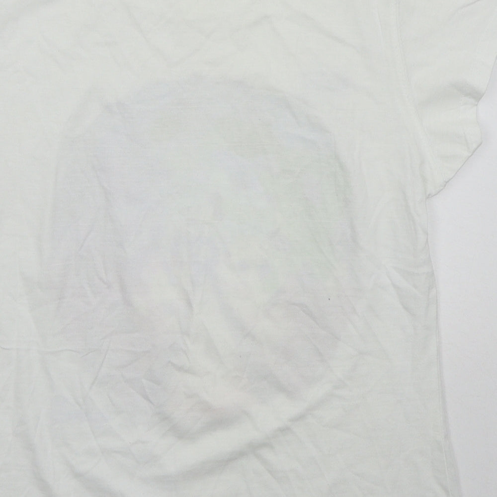 Fanshirt Womens White  Cotton Basic T-Shirt Size L Crew Neck - Muse
