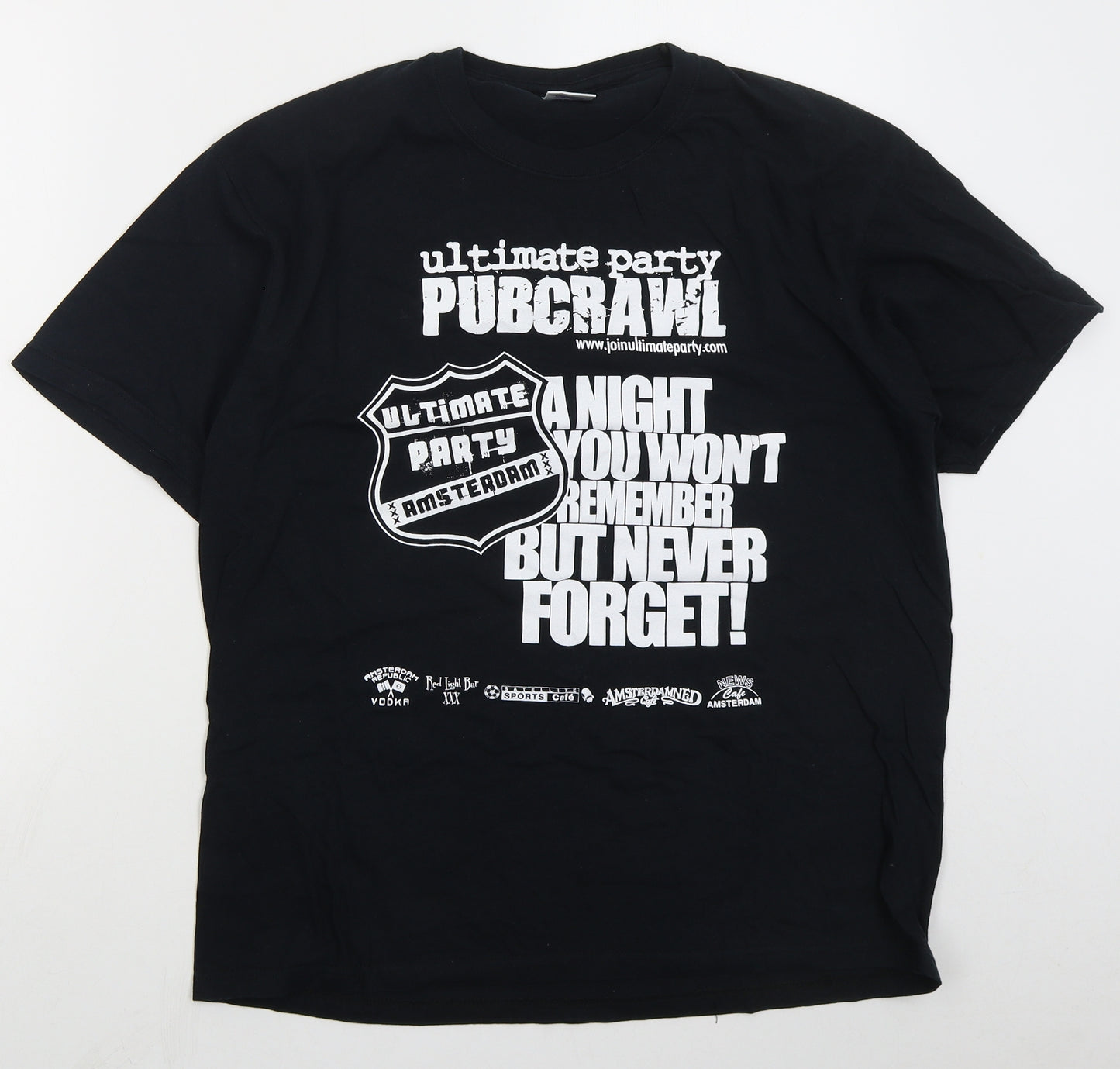 Starworld Mens Black  Cotton  T-Shirt Size L Crew Neck  - Ultimate Party Pubcrawl
