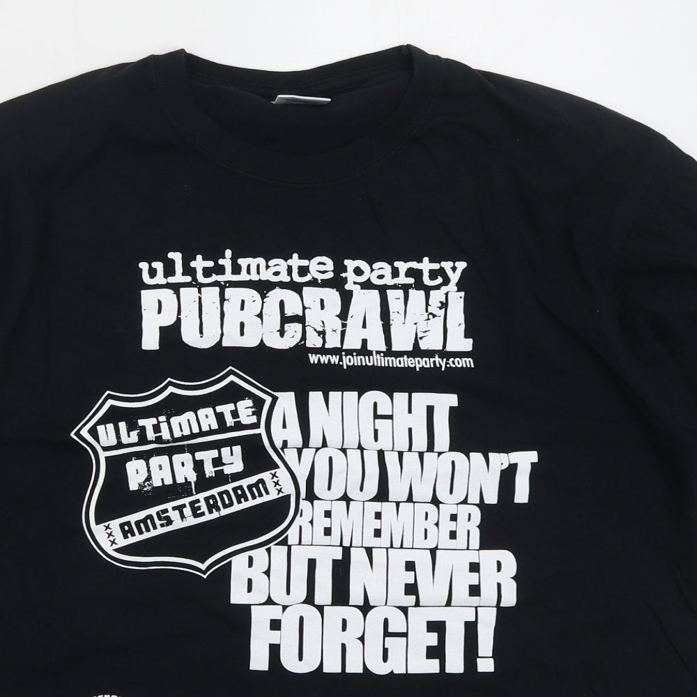 Starworld Mens Black  Cotton  T-Shirt Size L Crew Neck  - Ultimate Party Pubcrawl