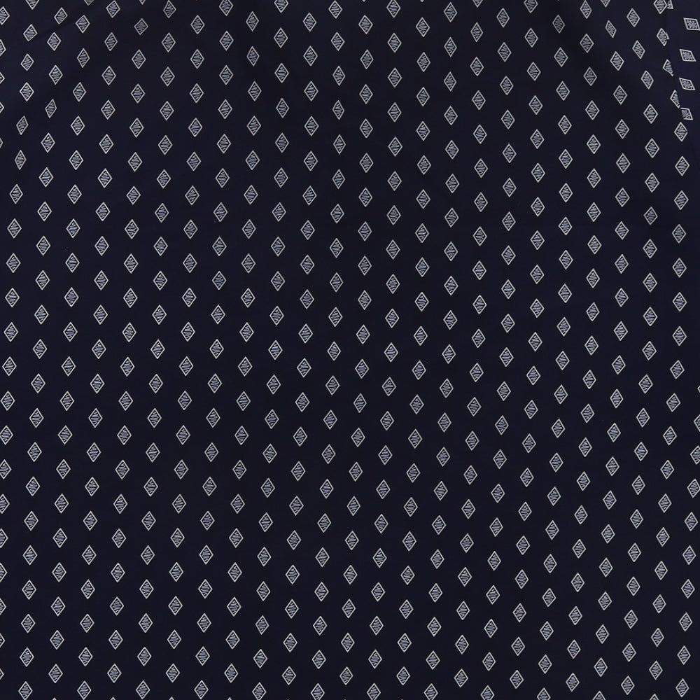Alexandra Womens Blue Geometric Polyester Basic Button-Up Size 24 Collared