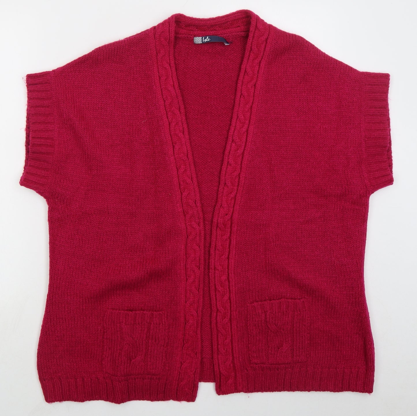 Isle Womens Pink V-Neck  Acrylic Cardigan Jumper Size L