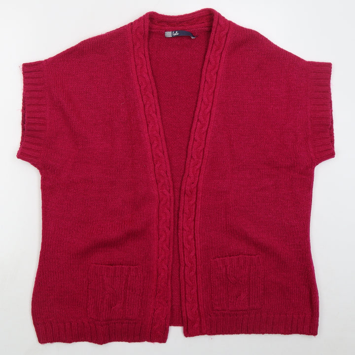 Isle Womens Pink V-Neck  Acrylic Cardigan Jumper Size L