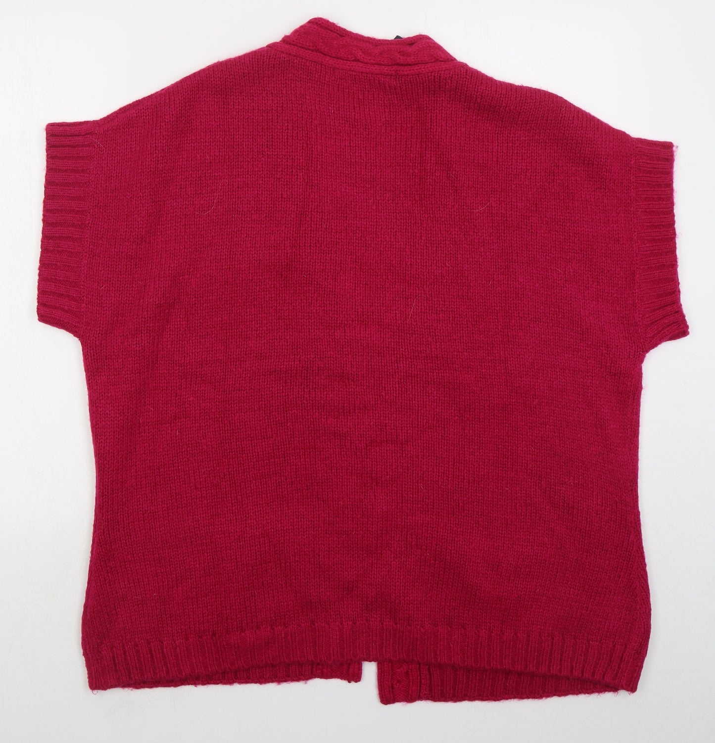 Isle Womens Pink V-Neck  Acrylic Cardigan Jumper Size L