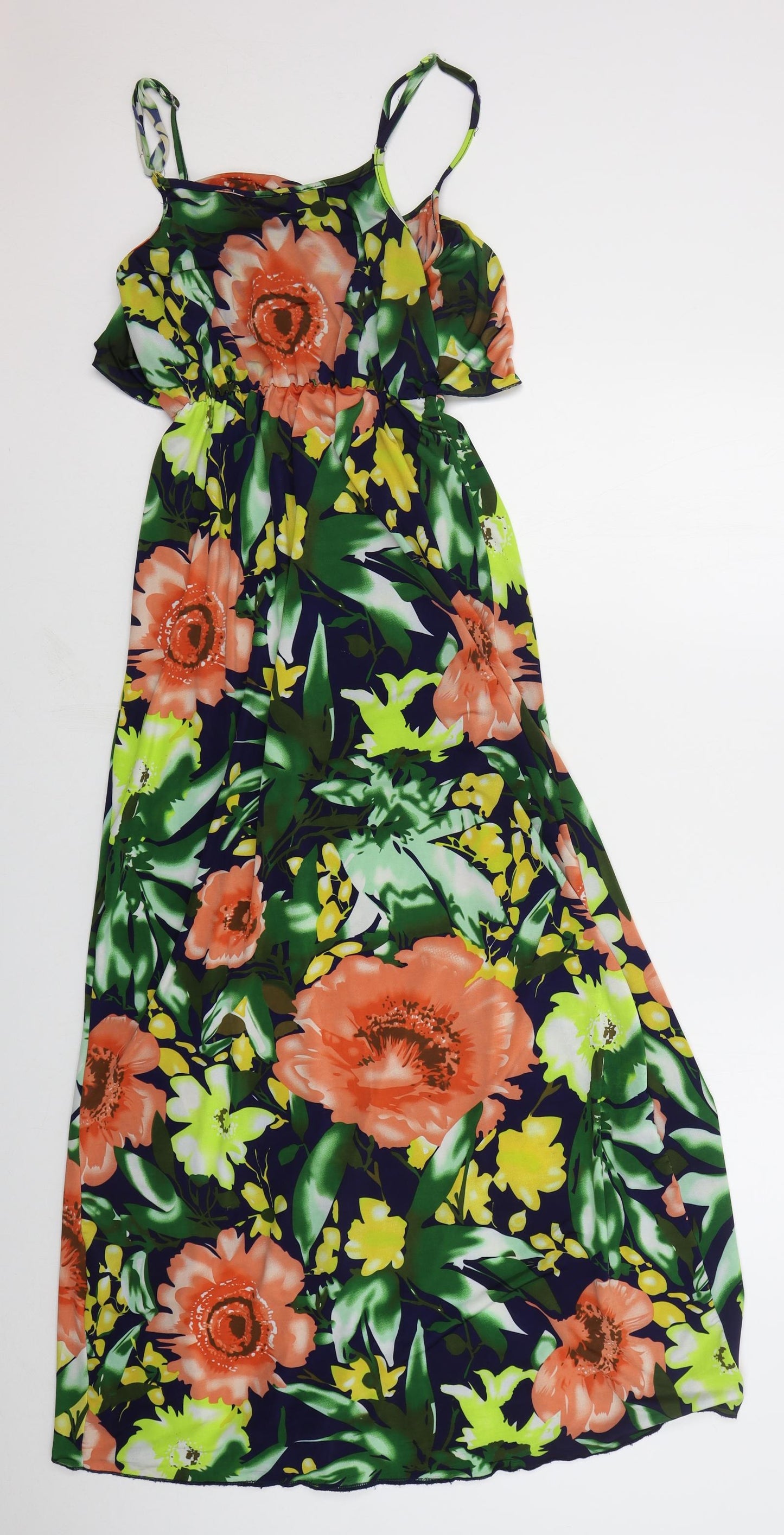 Parisian Collection Womens Blue Floral Polyester Maxi  Size 10  Scoop Neck Pullover