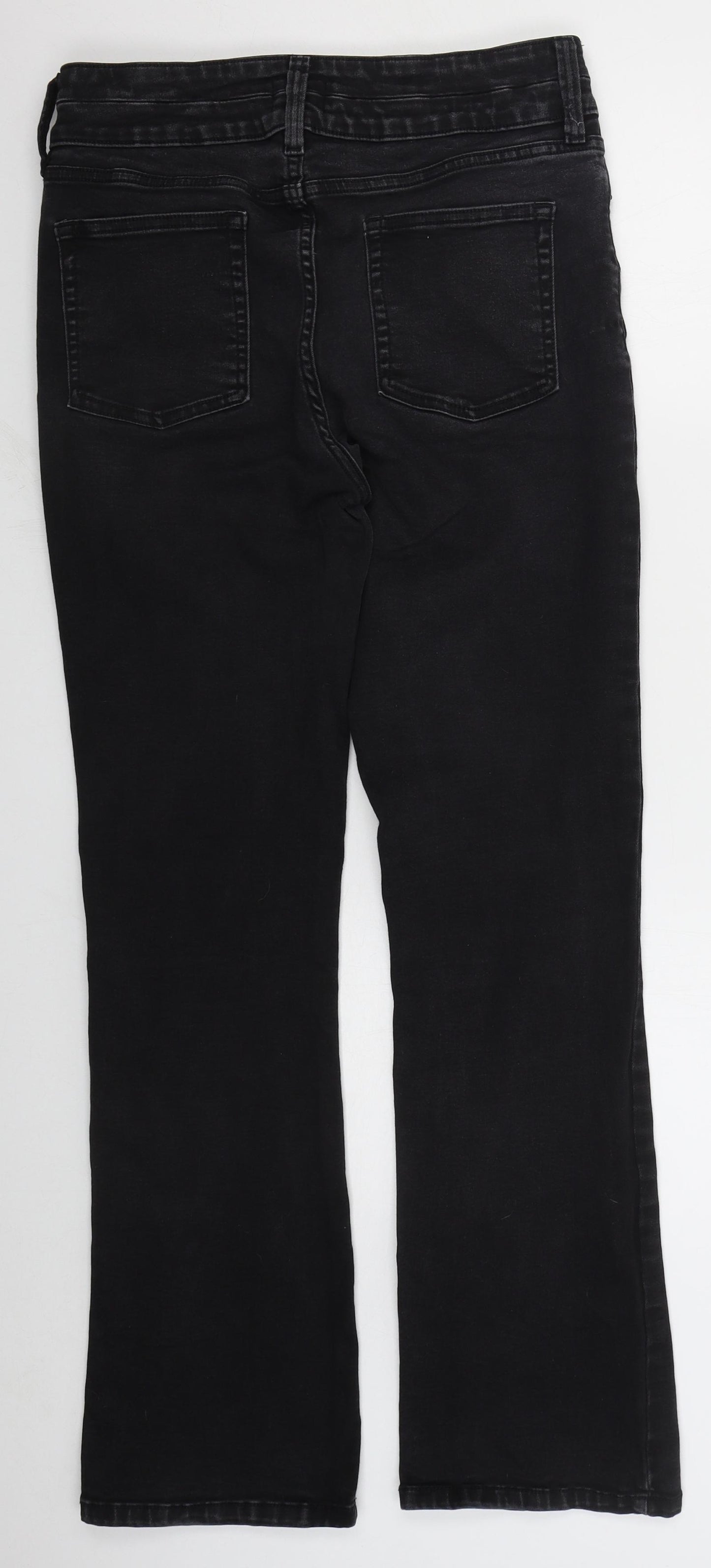 F&F Womens Black  Cotton Straight Jeans Size 14 L31 in Regular Button