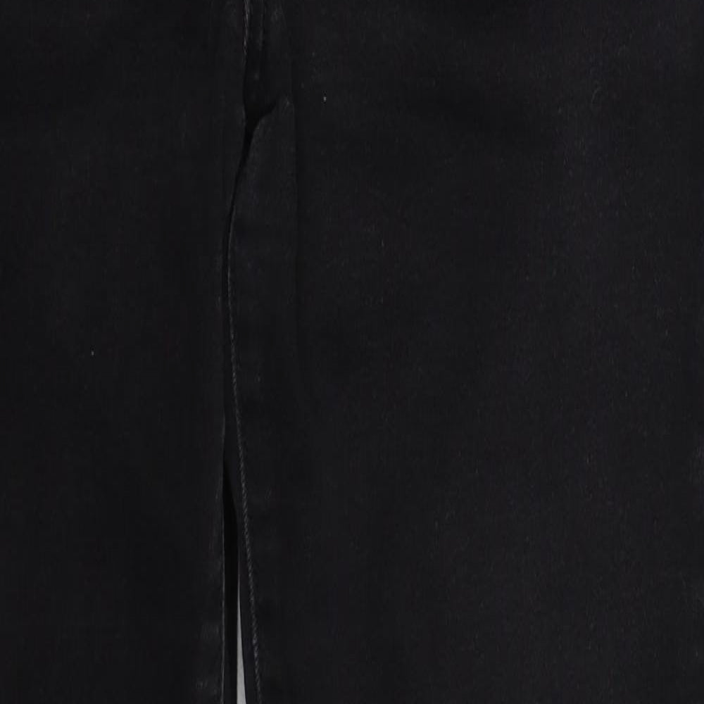 F&F Womens Black  Cotton Straight Jeans Size 14 L31 in Regular Button