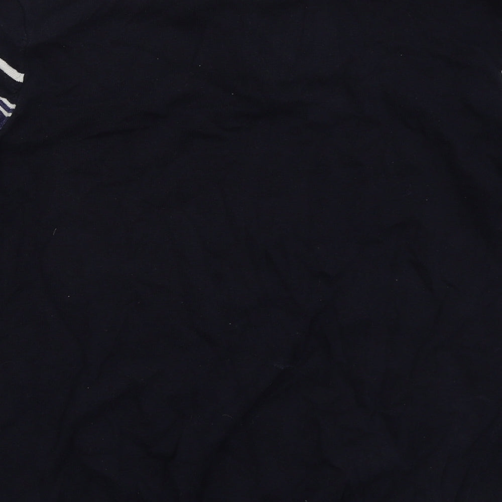 Threadbare Mens Blue High Neck Striped Cotton Pullover Jumper Size M
