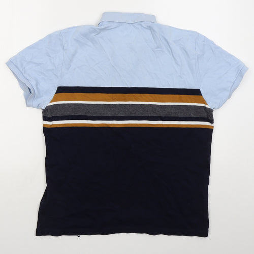 NEXT Mens Blue Striped Cotton  Polo Size M Collared Pullover