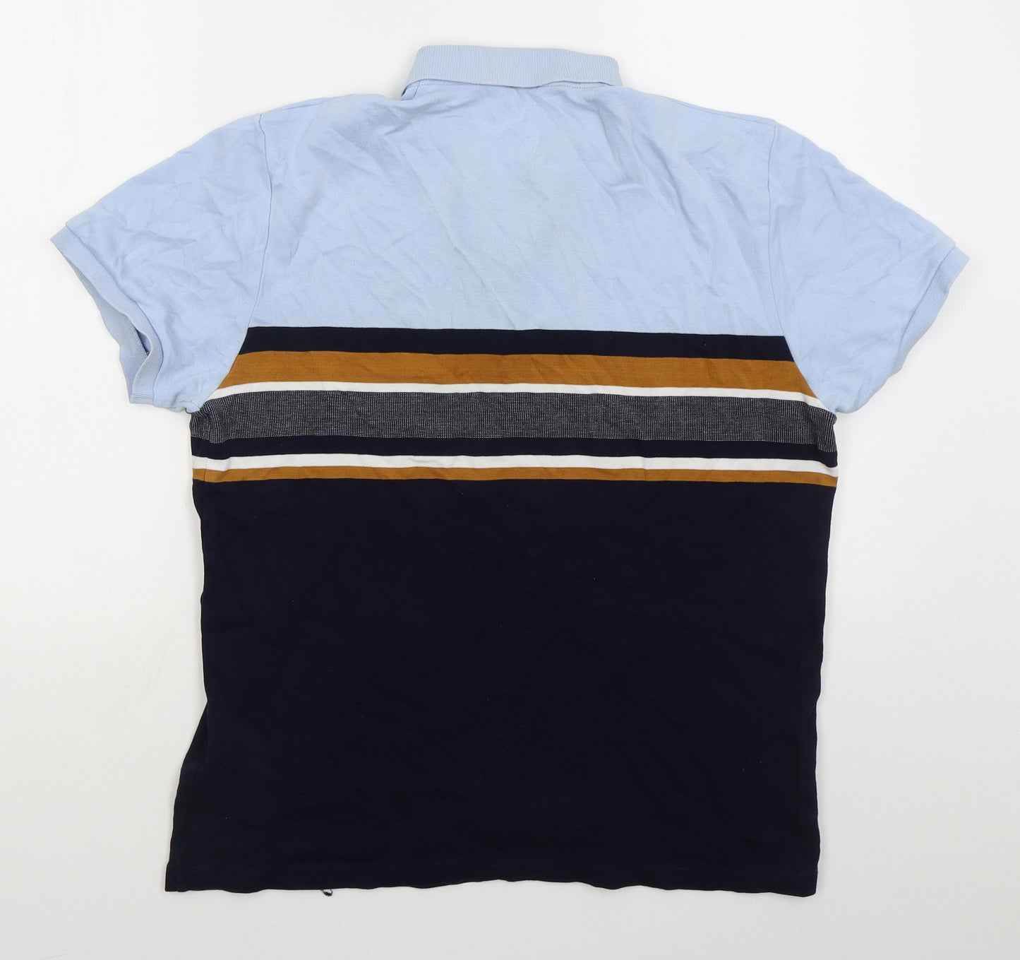 NEXT Mens Blue Striped Cotton  Polo Size M Collared Pullover