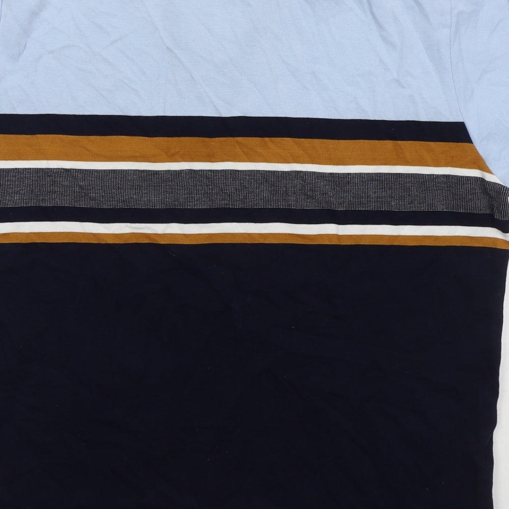 NEXT Mens Blue Striped Cotton  Polo Size M Collared Pullover